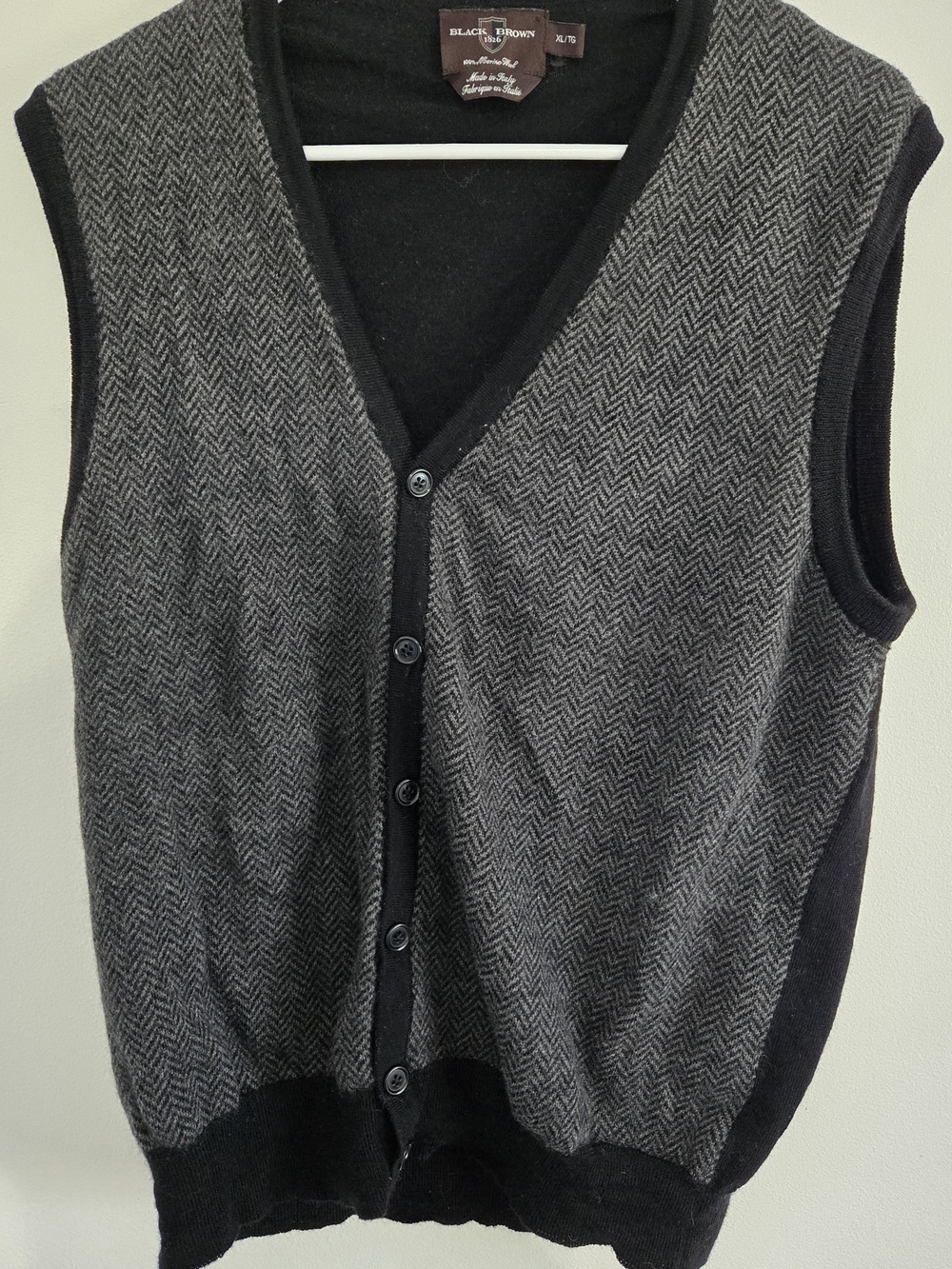 Black Brown 1826 Gray & Black Herringbone Knit Vest